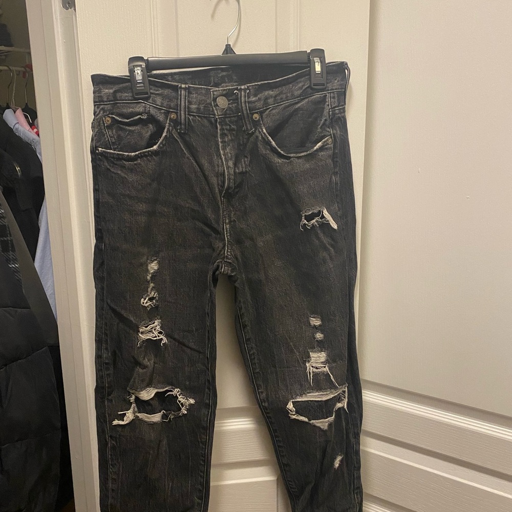 Distressed Black Denim Jeans